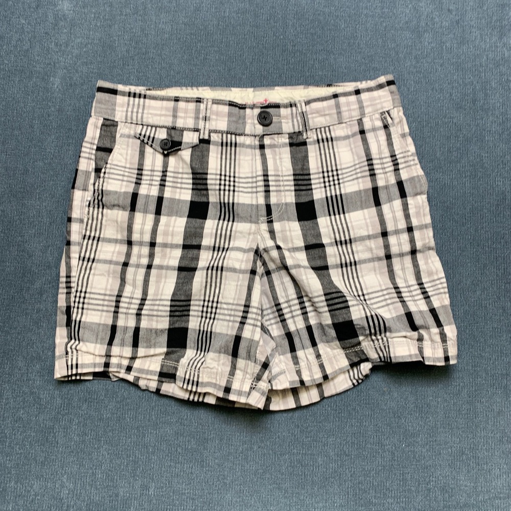 Dockers Chino Shorts Womens 6 Black Plaid Cotton Casual Mid Rise Summer Wear